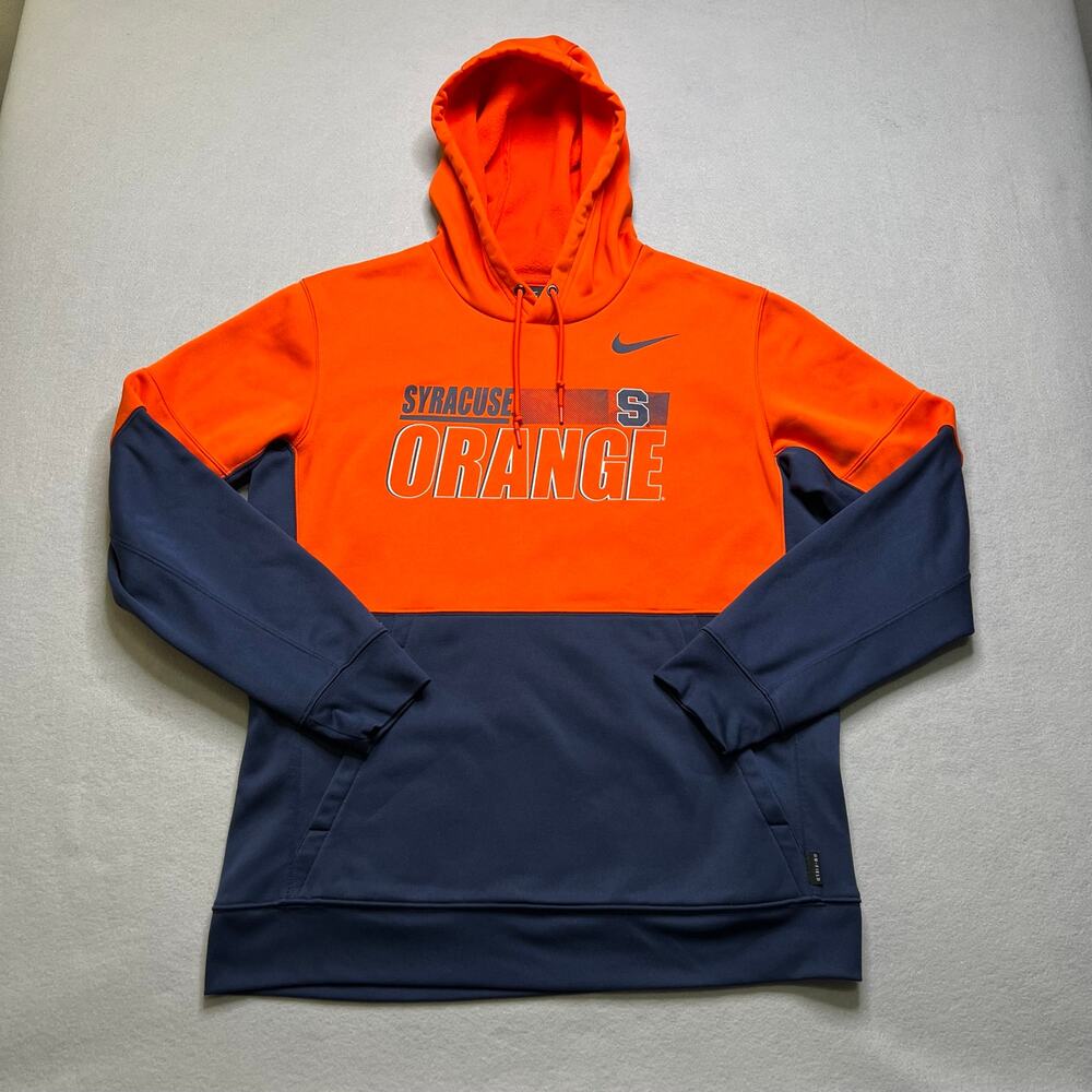 Nike Syracuse Orange Hoodie Mens Large Dri-Fit Therma Pullover Orange Blue NCAA‎
